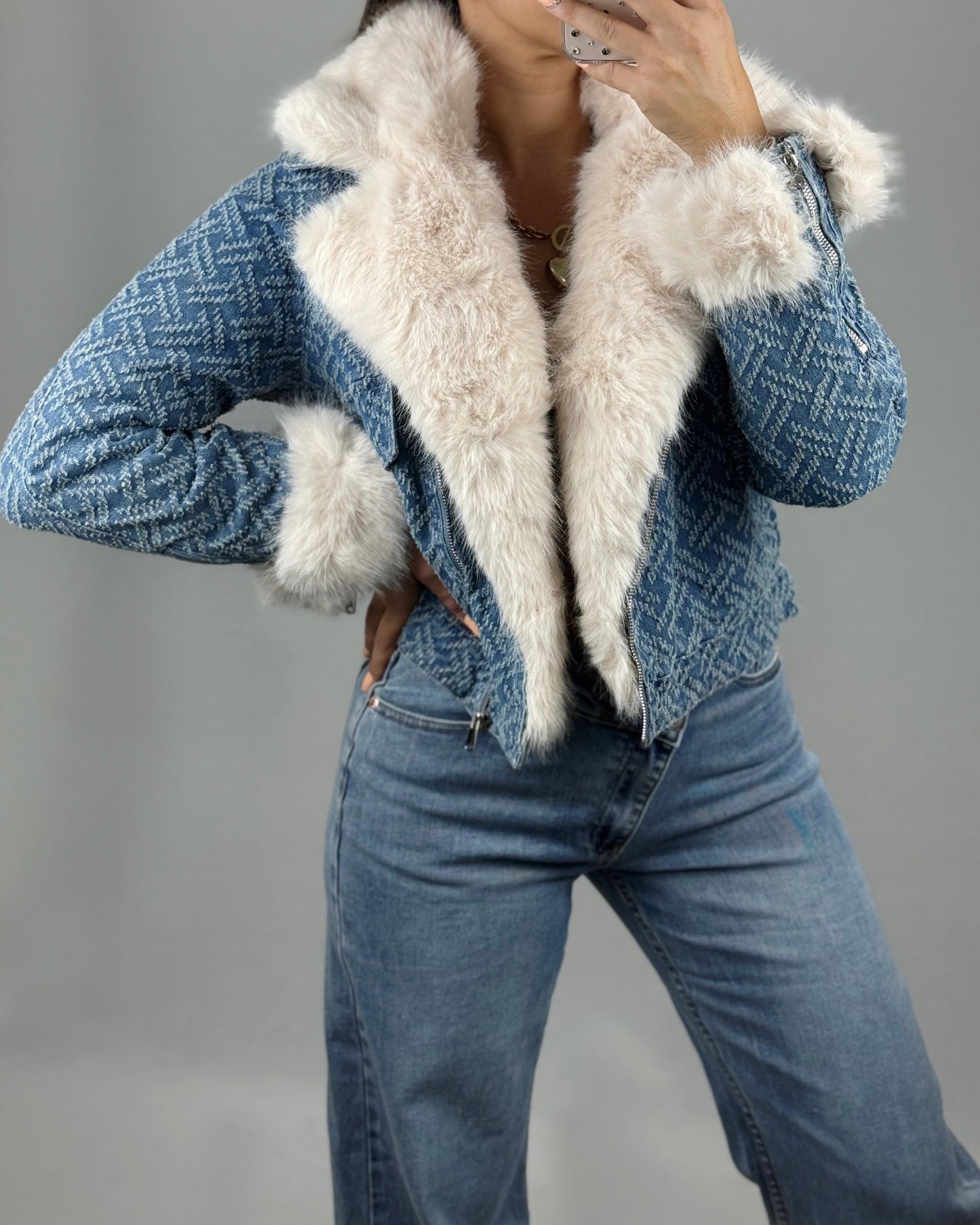 CHAQUETA DENIM PELO AZUL