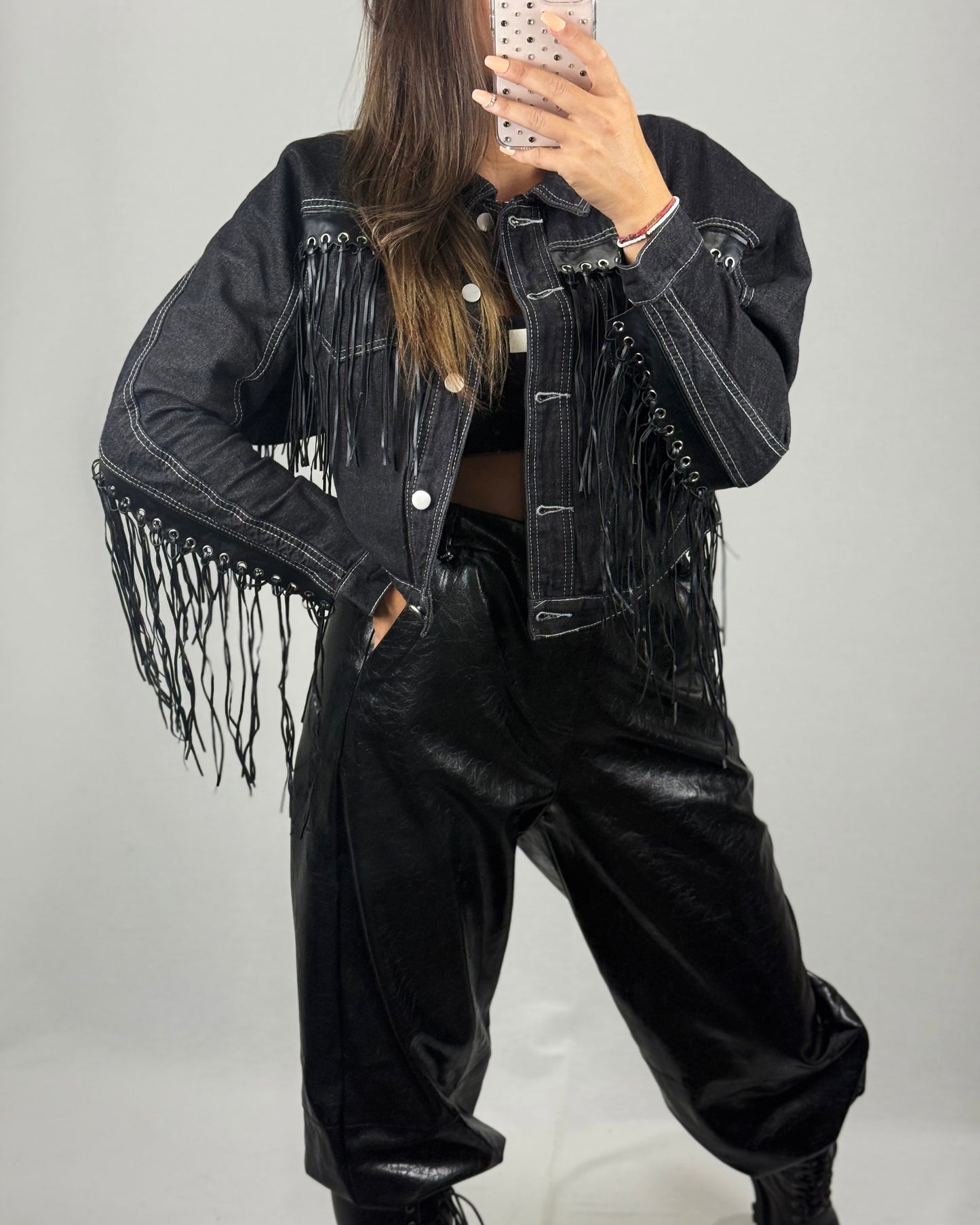CHAQUETA DENIM FLECOS