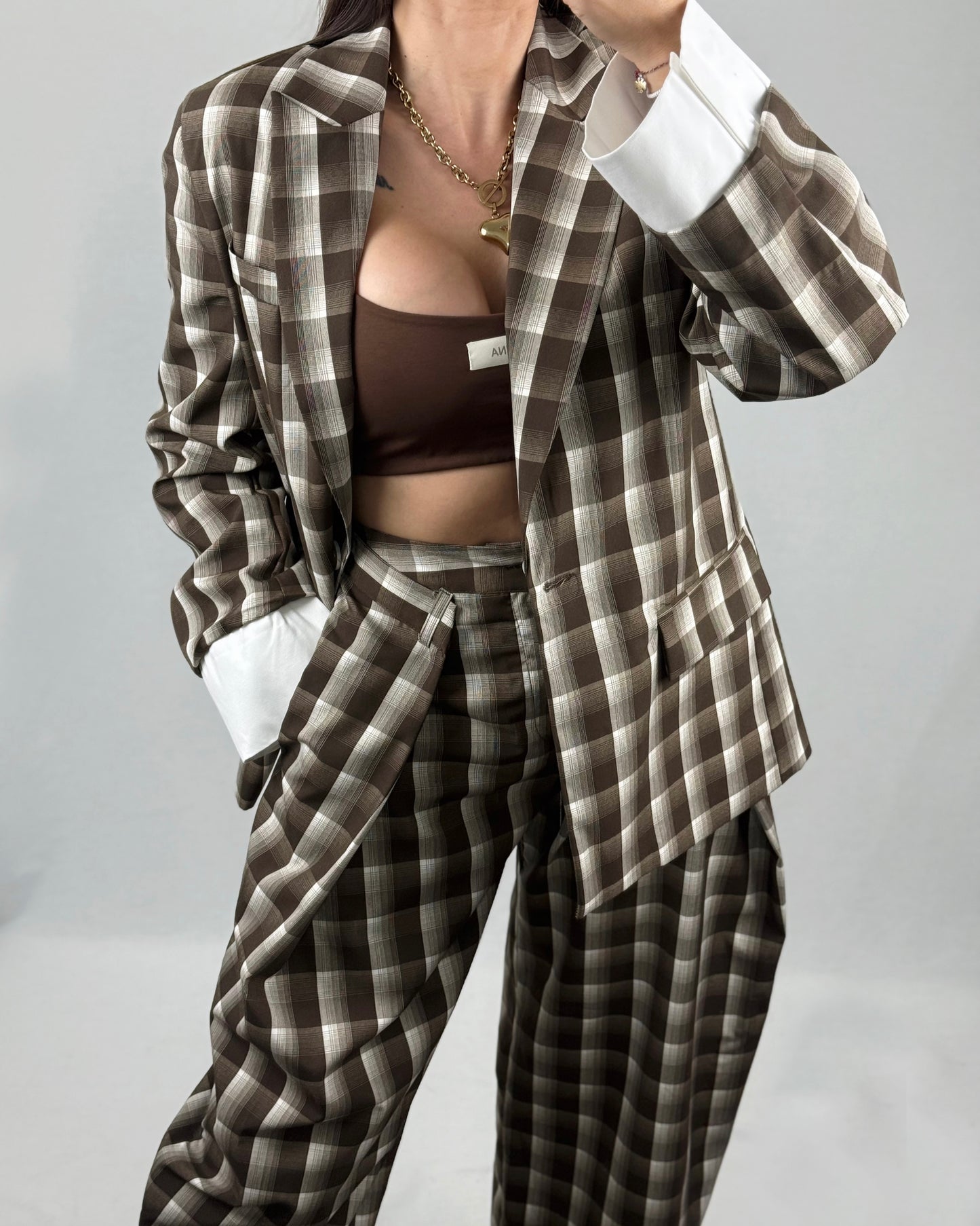 BLAZER CUADROS BROWN LUM