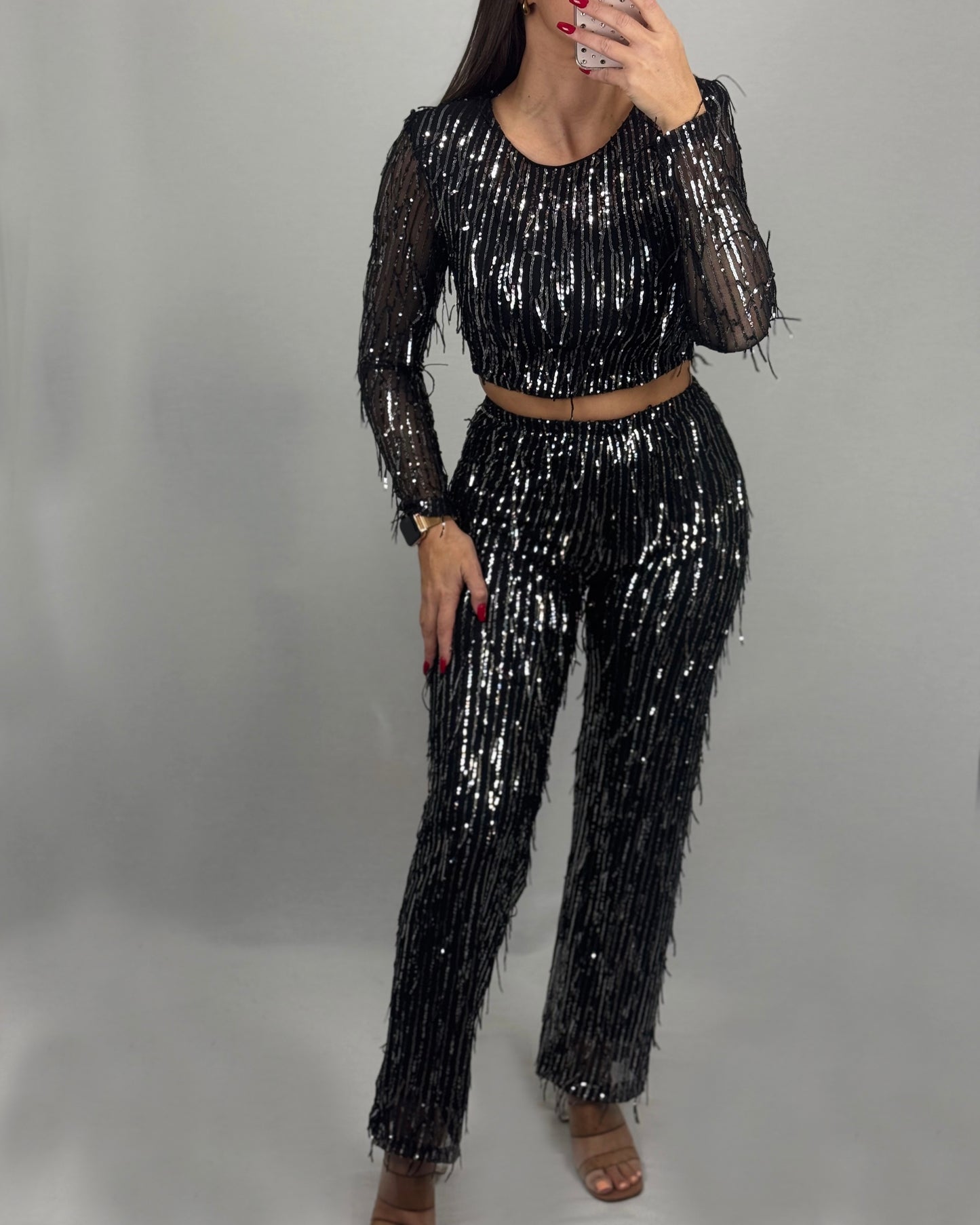 CONJUNTO LENTEJUELAS PLATA