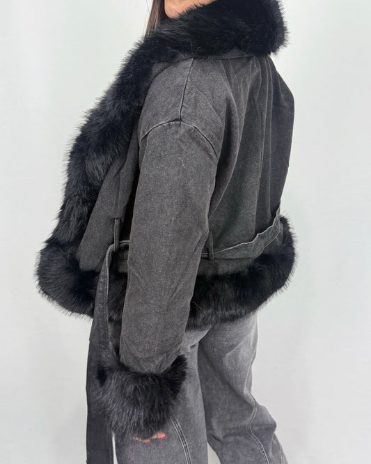 CHAQUETA DENIM OSCURA PELO