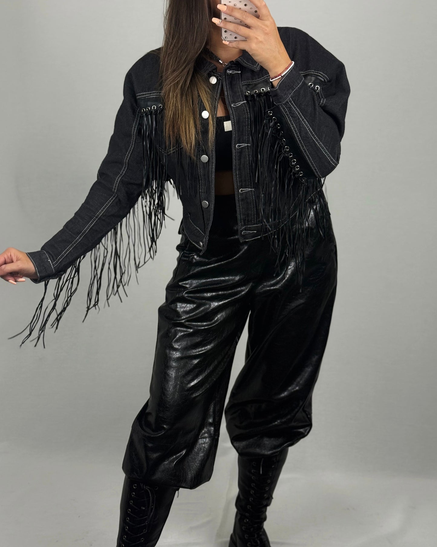 CHAQUETA DENIM FLECOS