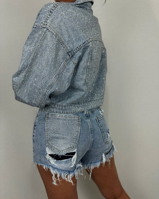 CHAQUETA DENIM STRASS