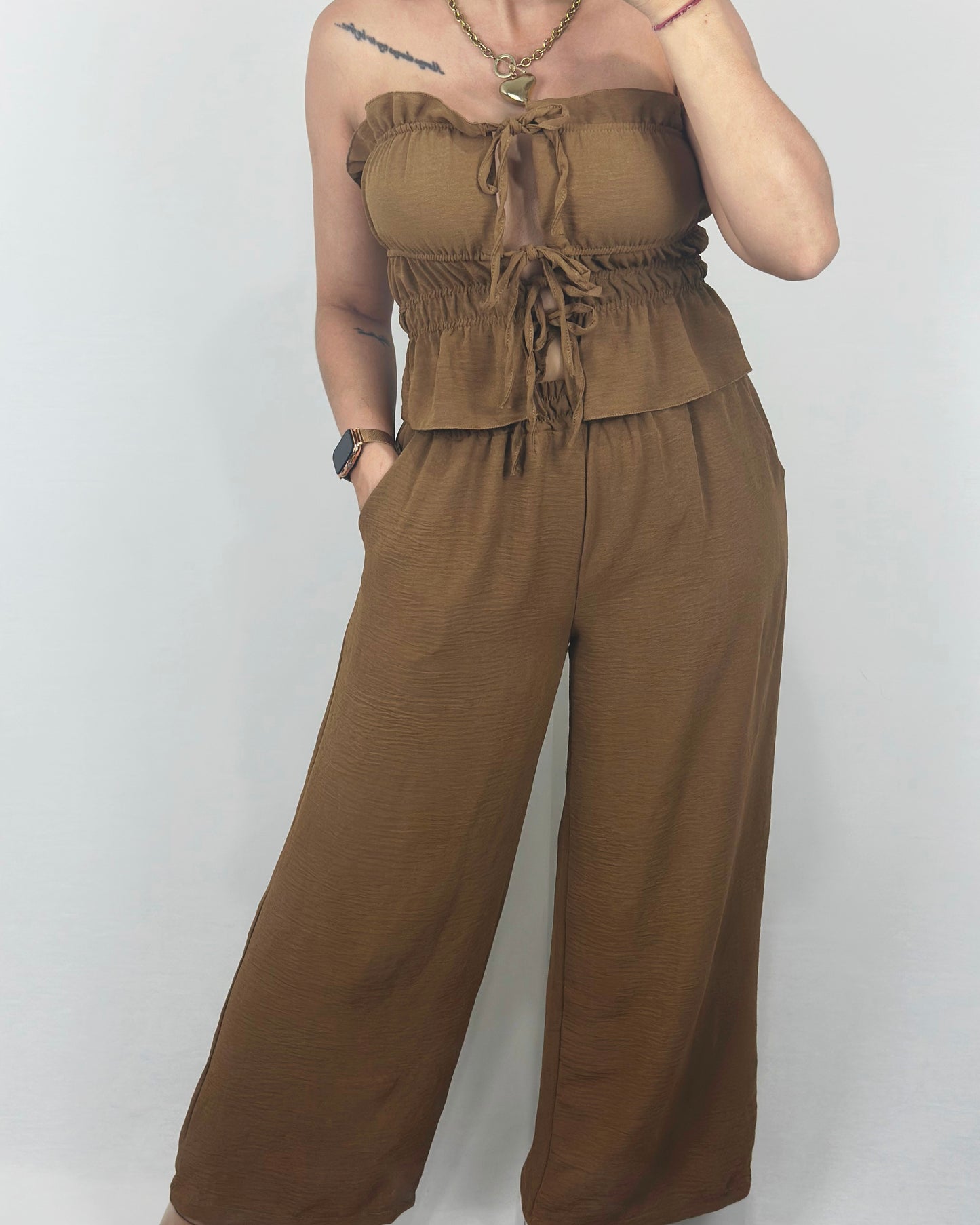 CONJUNTO CAMEL FRUNCIDO