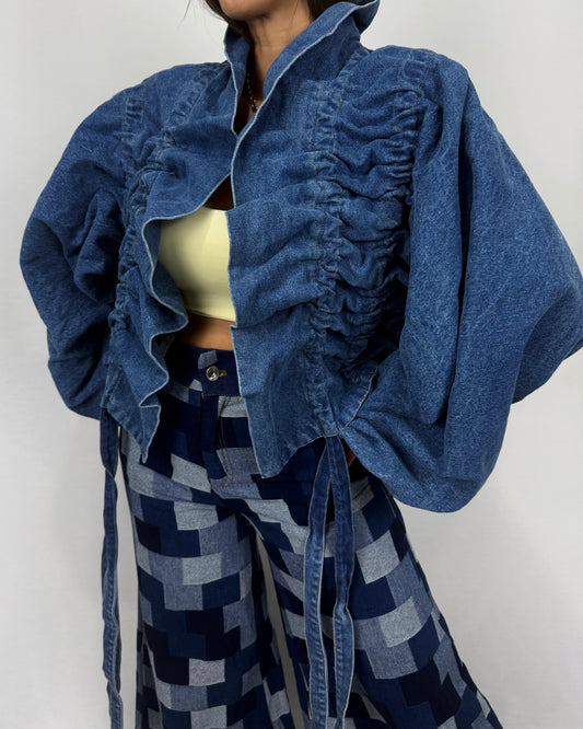 CHAQUETA DENIM FRUNCE