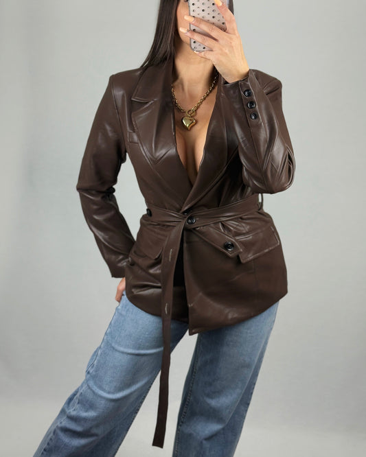 TRENCH POLIPIEL MARRÓN