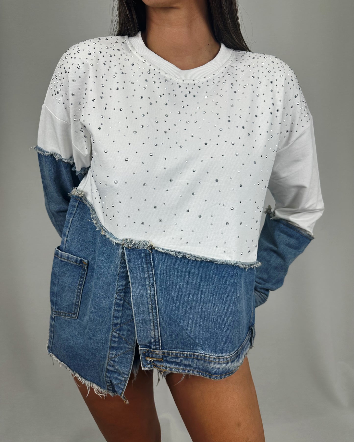 SUDADERA COMBI STRASS