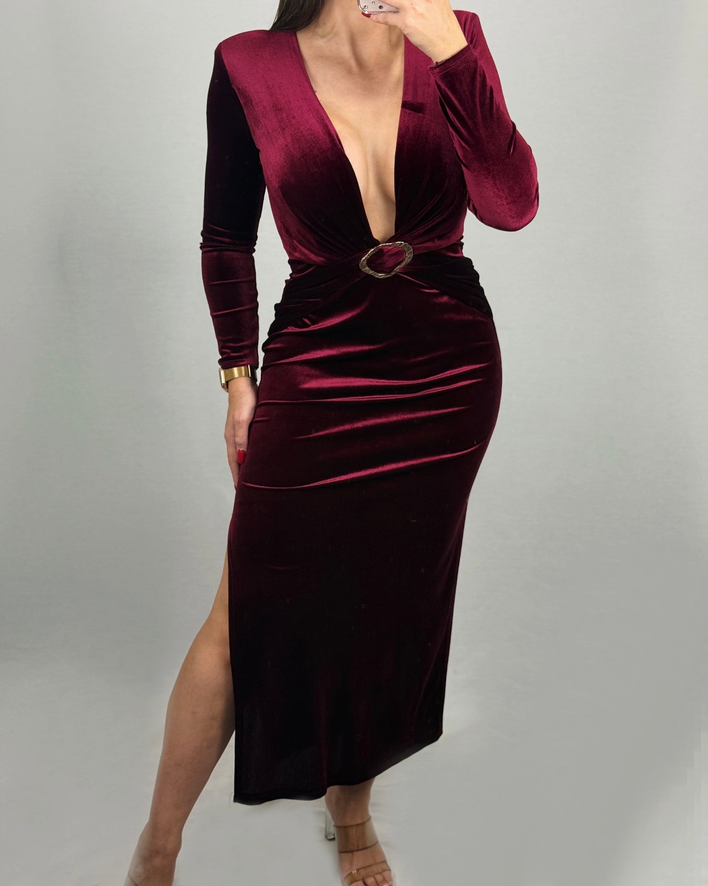 VESTIDO GLAM BURDEOS