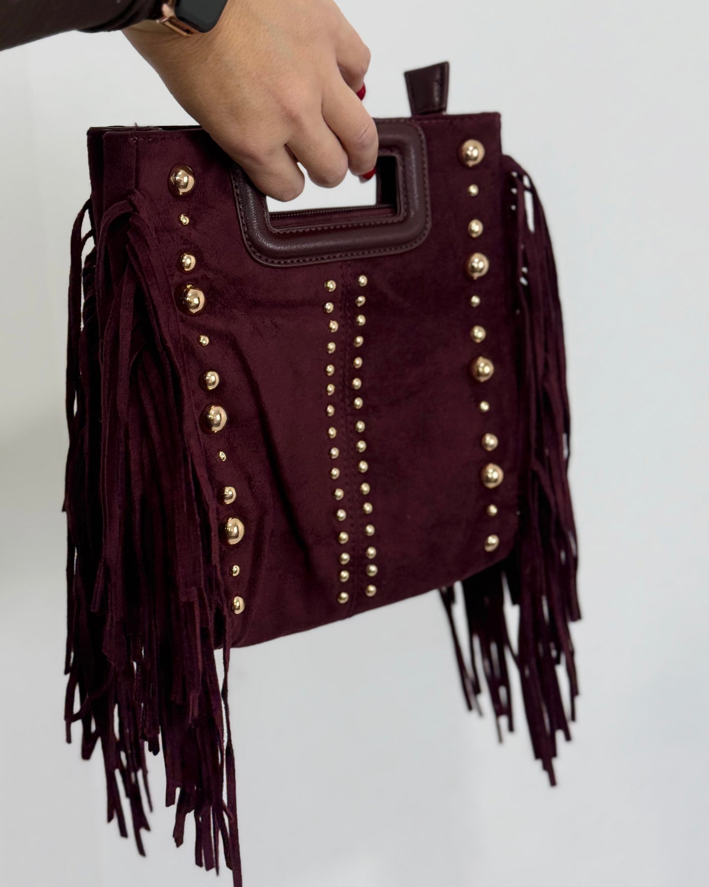BOLSO BURDEOS TACHUELAS