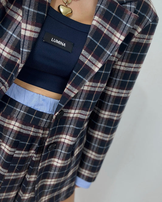 FALDA VICHY AZUL LUM