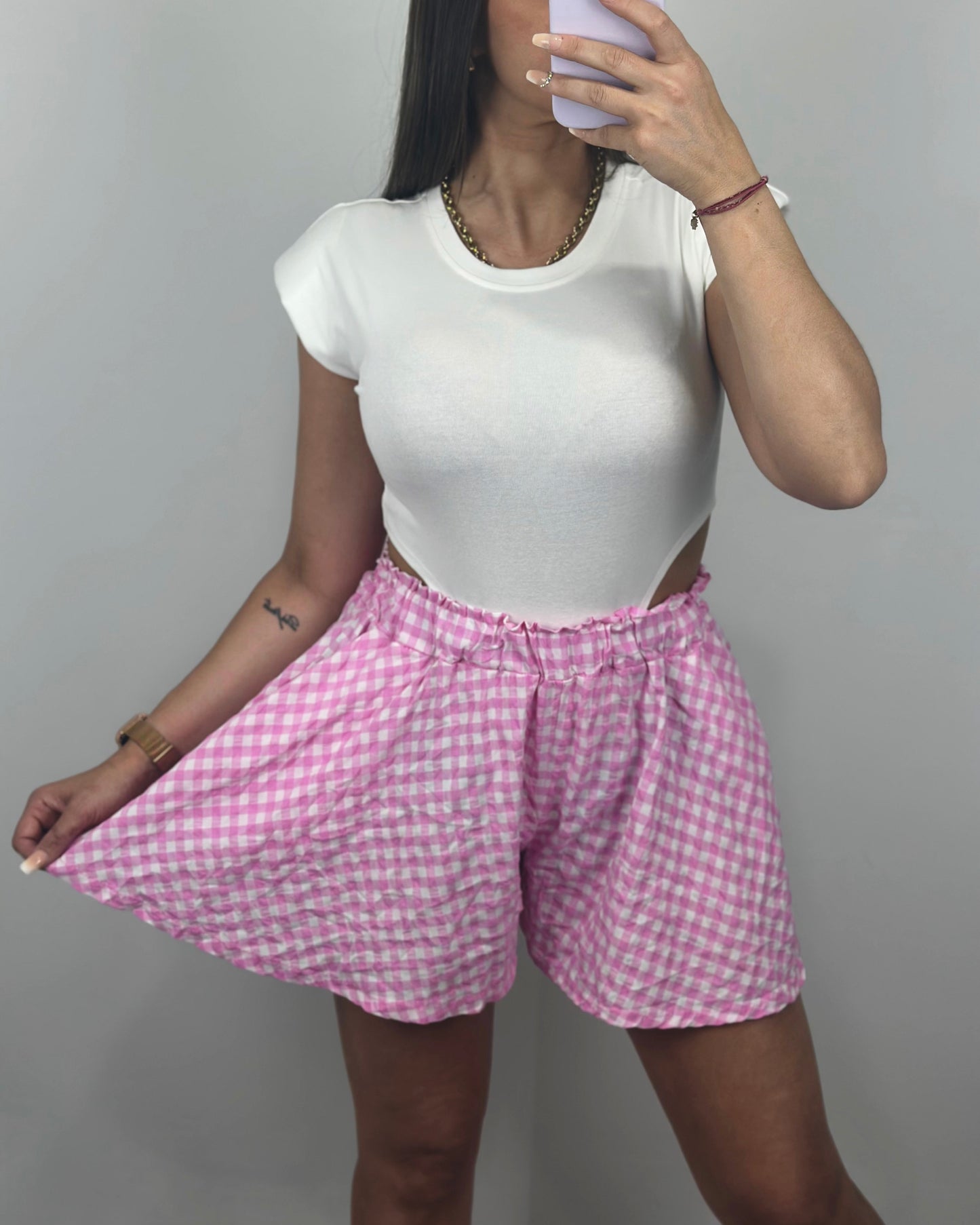 SHORT VICHY ROSA