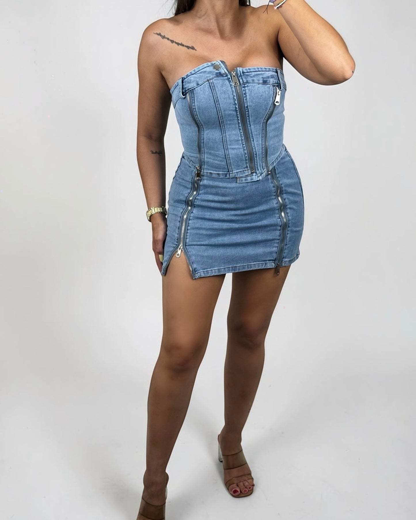 CONJUNTO DENIM CREMALLERAS