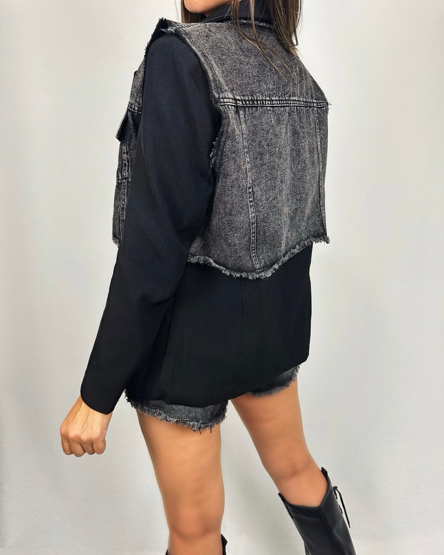 BLAZER COMBINADA NEGRA