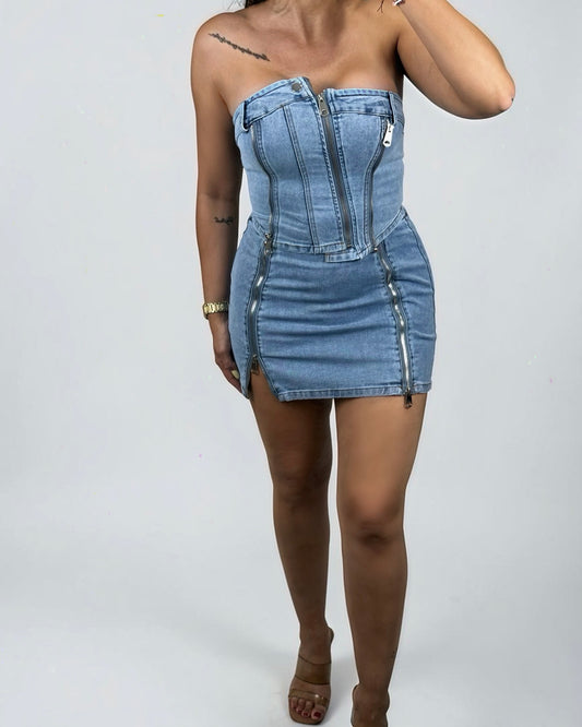 CONJUNTO DENIM CREMALLERAS