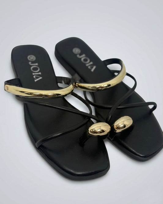 SANDALIA BLACK&GOLD
