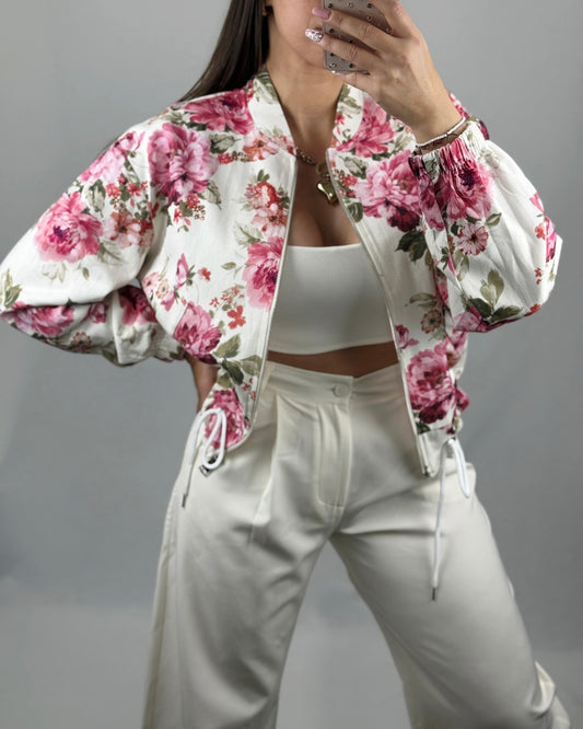CHAQUETA FLOWERS FUCSIA