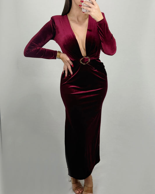 VESTIDO GLAM BURDEOS