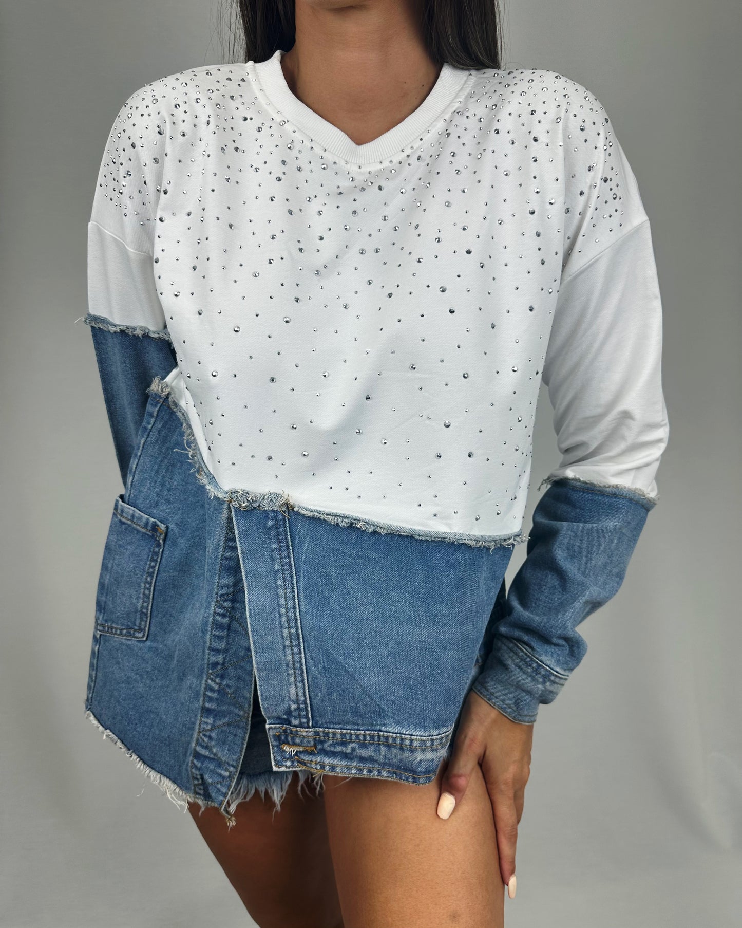 SUDADERA COMBI STRASS