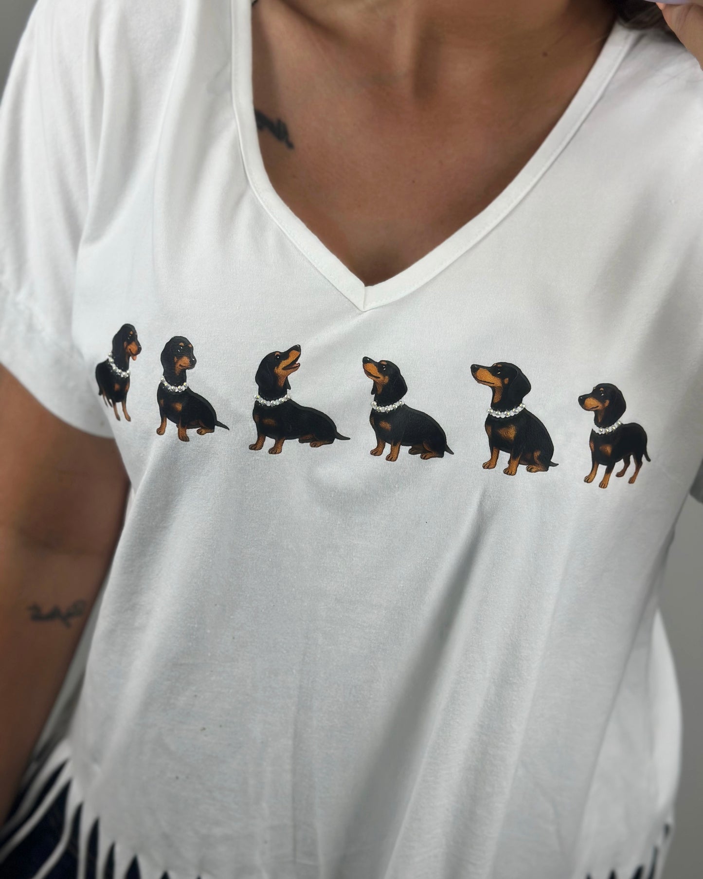 CAMISETA FLECOS BLANCA