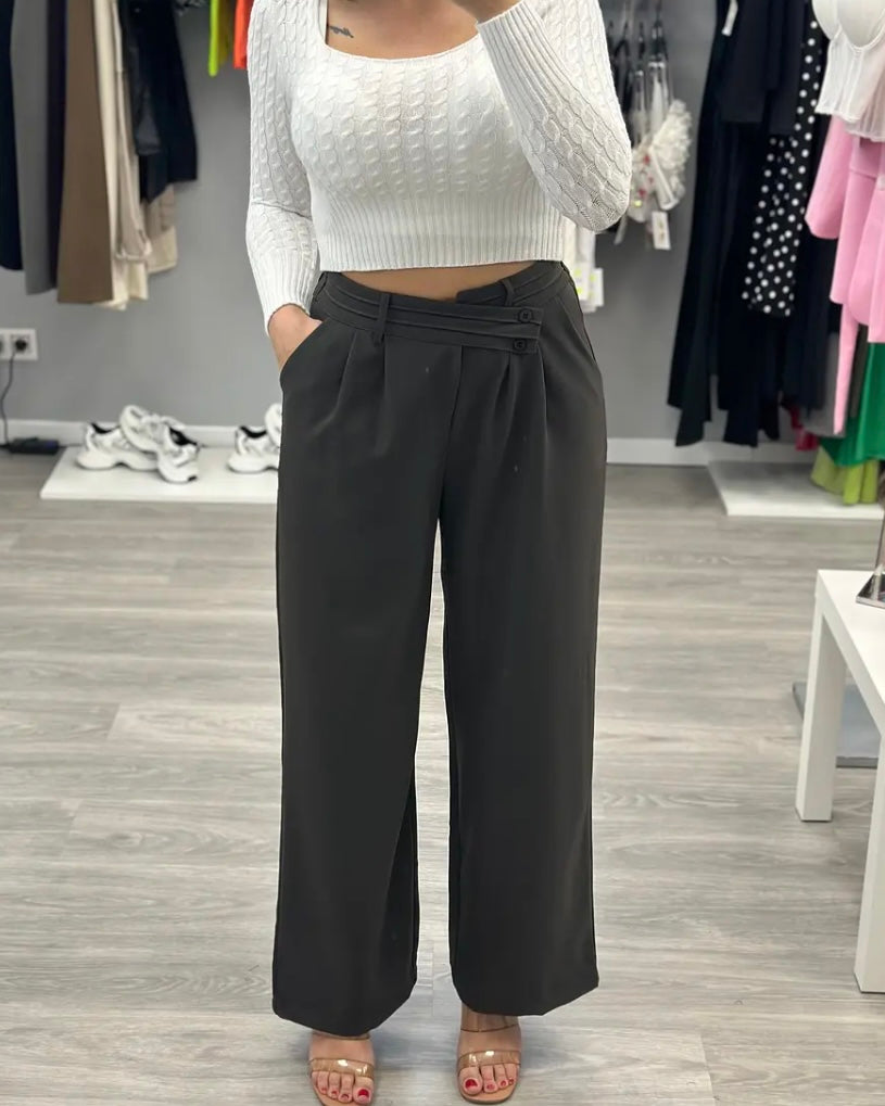 PANTALÓN PINZAS GRIS OSCURO