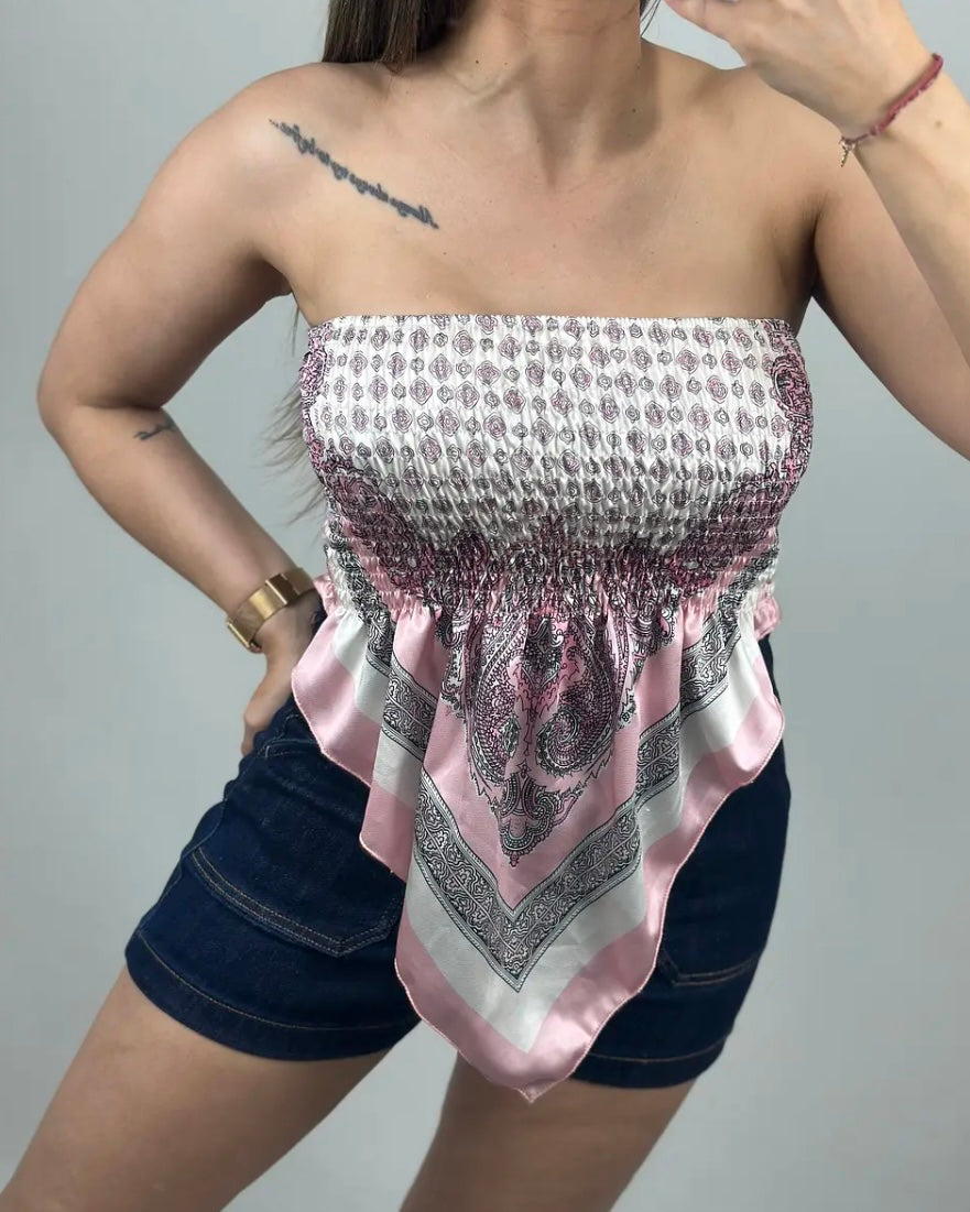 TOP PAÑUELO ROSA
