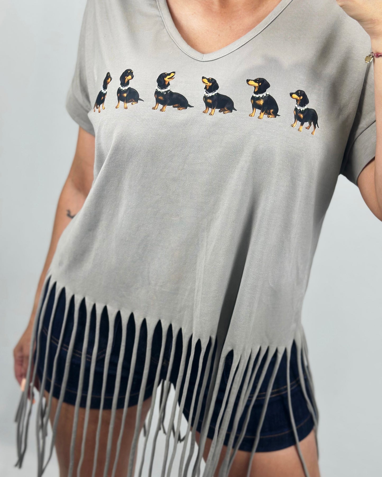 CAMISETA FLECOS GRIS