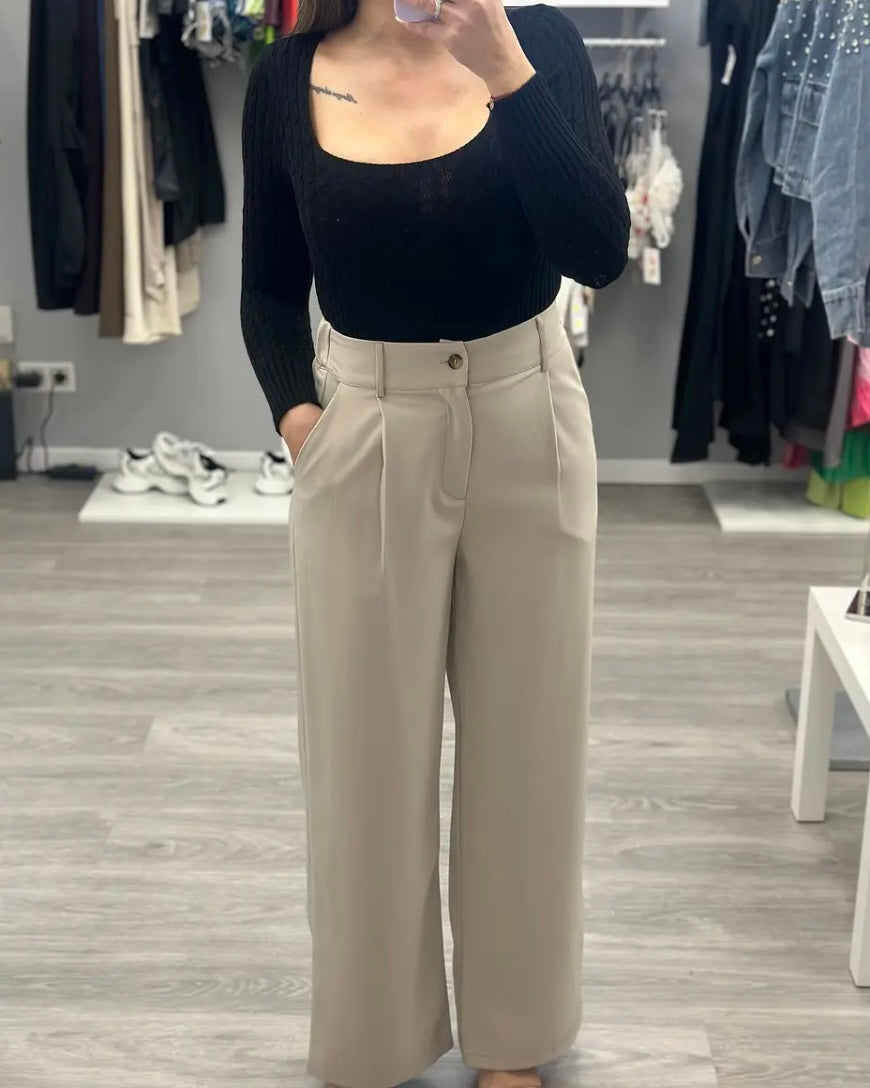 PANTALÓN PALAZZO BEIGE