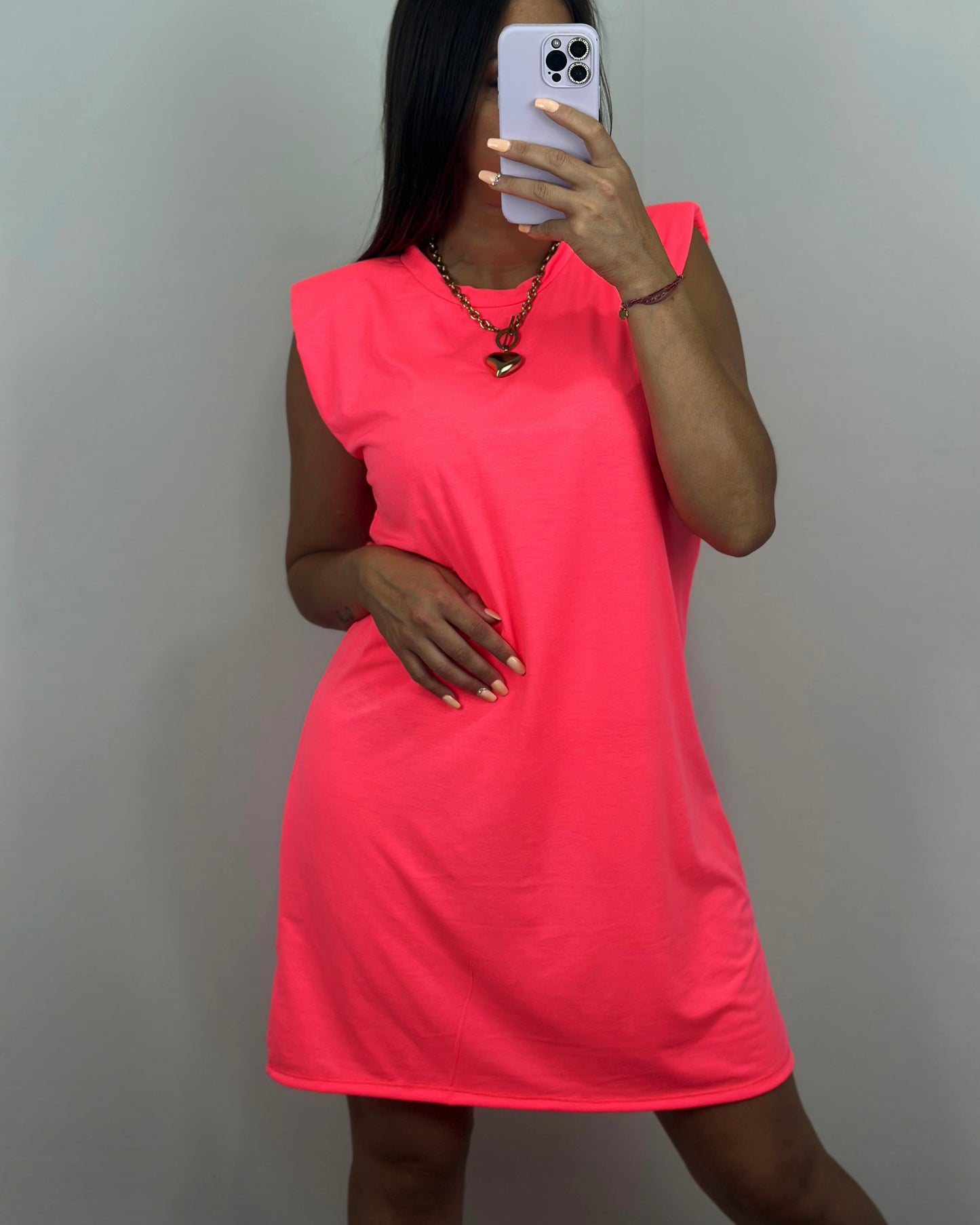 VESTIDO HOMBRERAS FLÚOR