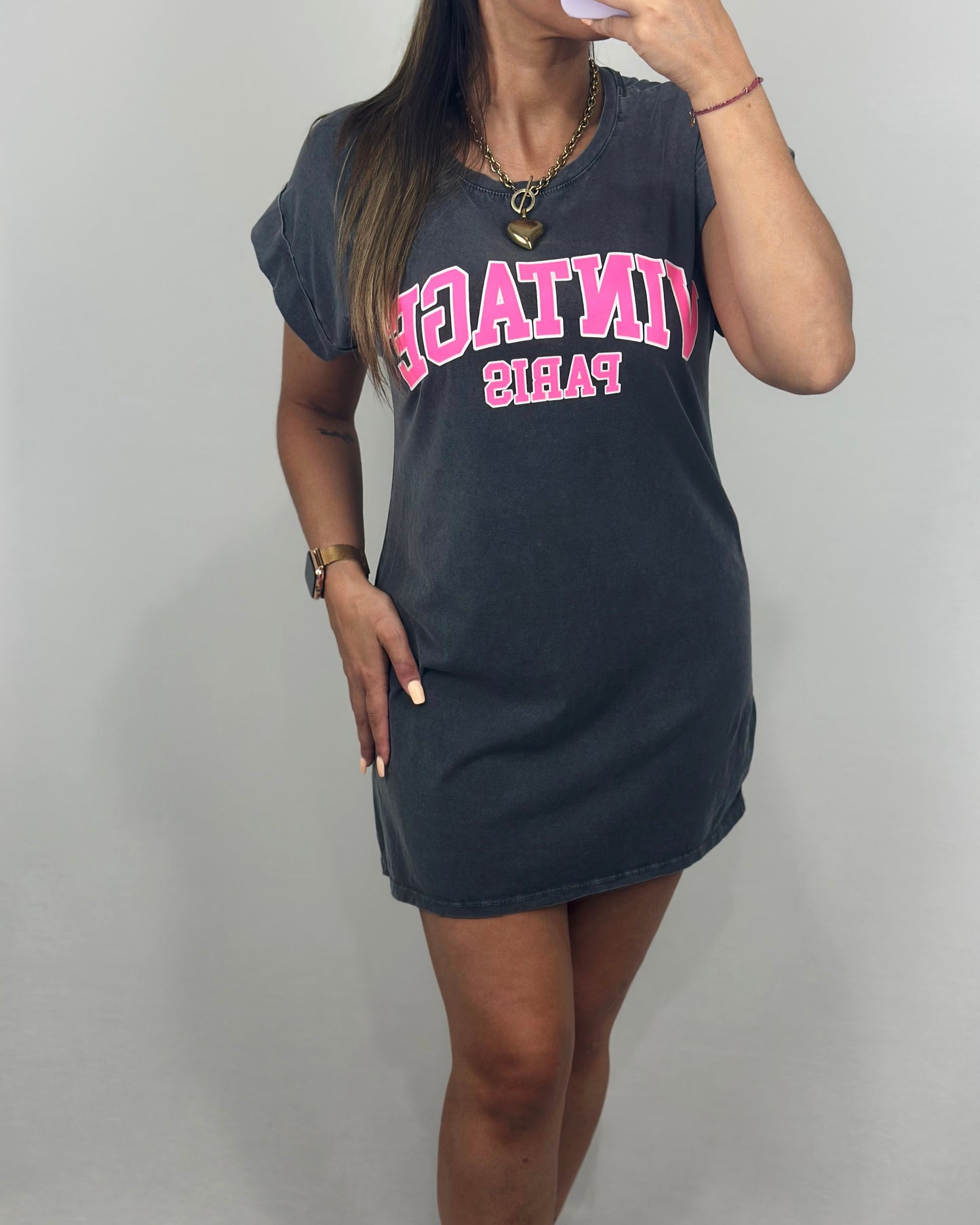 VESTIDO VINTAGE GRIS