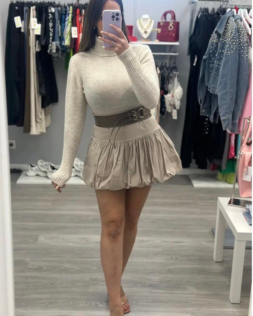 FALDA GLOBO BEIGE