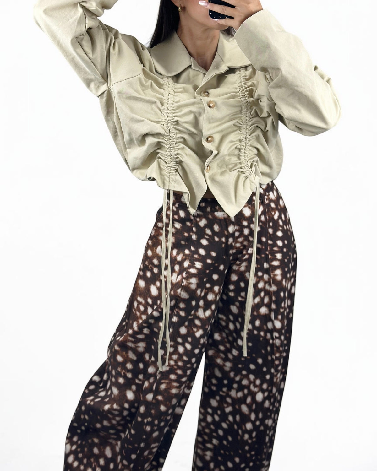 CHAQUETA DENIM CREAM FRUNCE