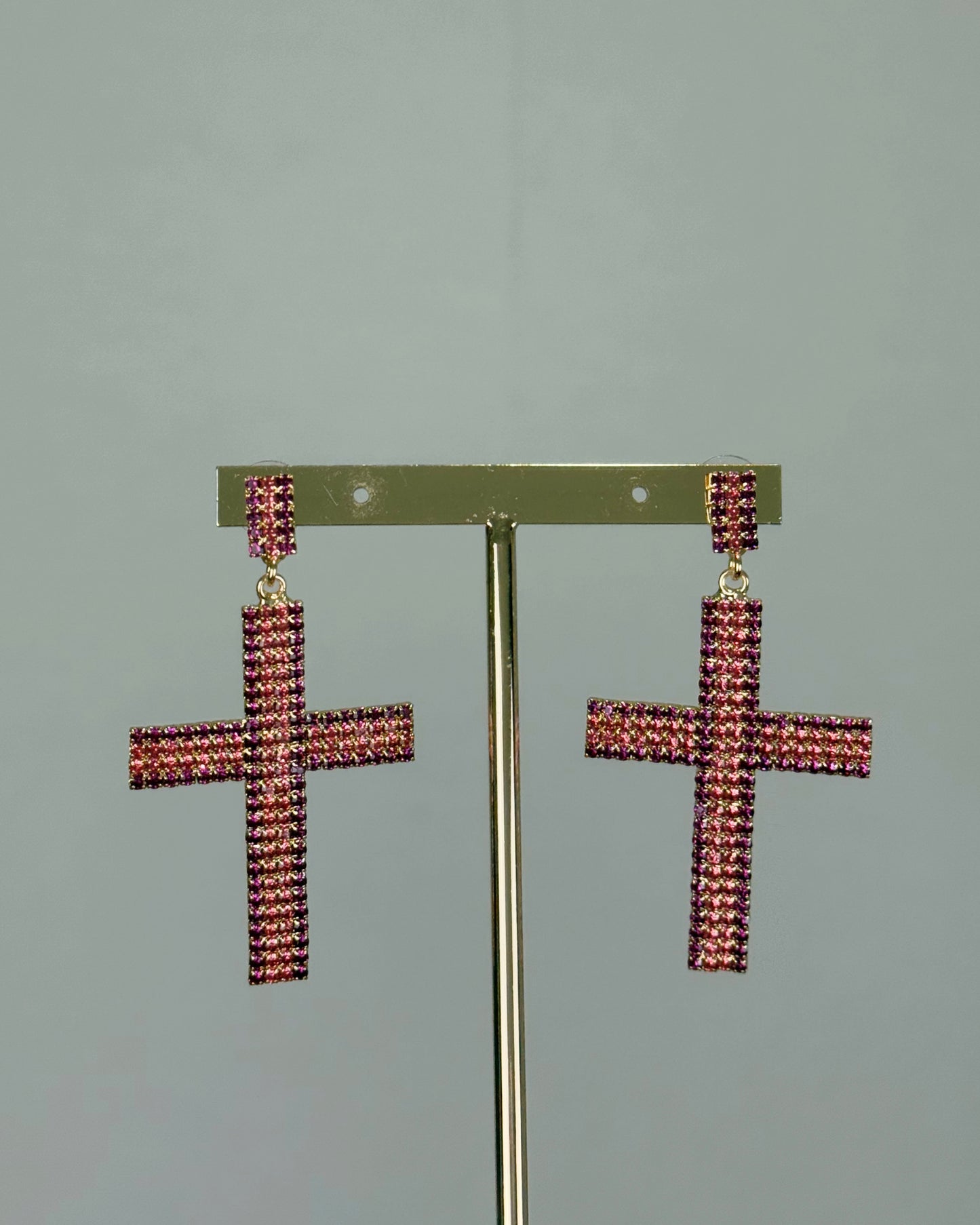 PENDIENTES CRUCES PINK
