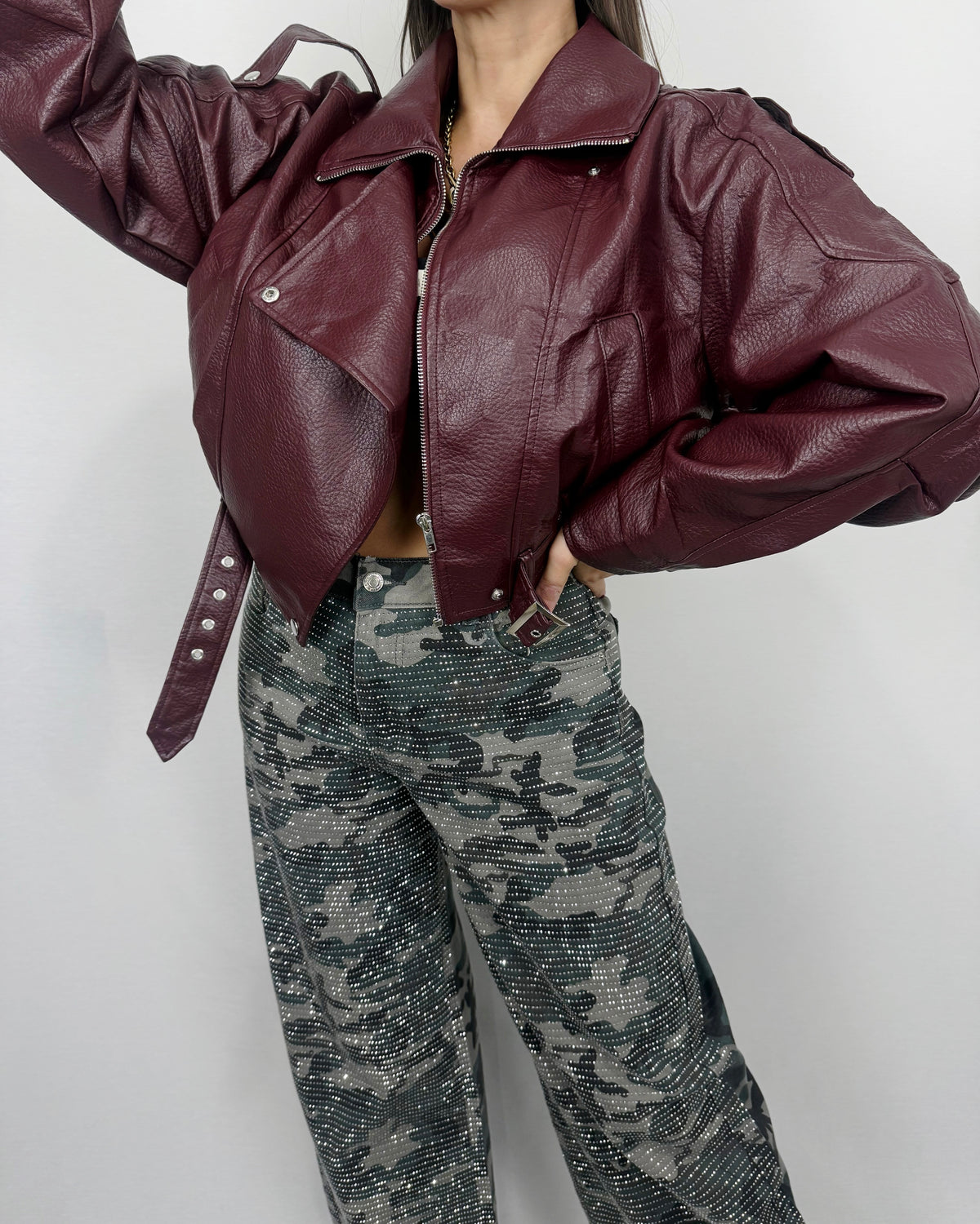 BIKER POLIPIEL BURDEOS