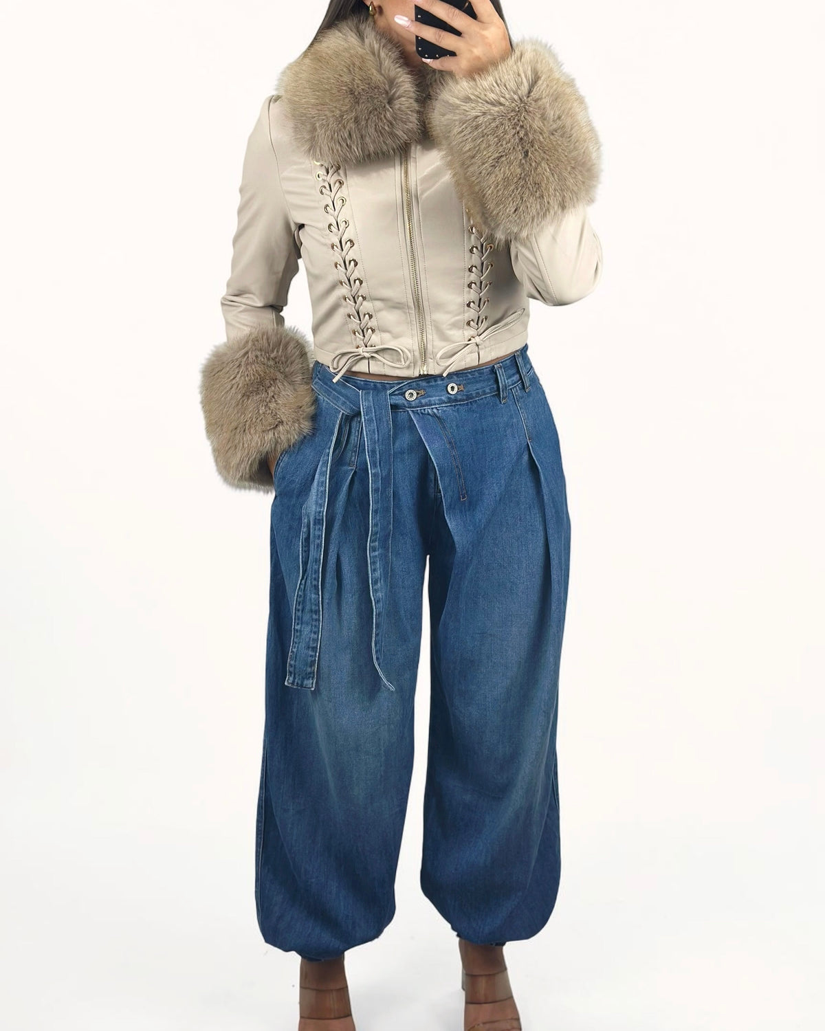 CHAQUETA POLIPIEL CREAM