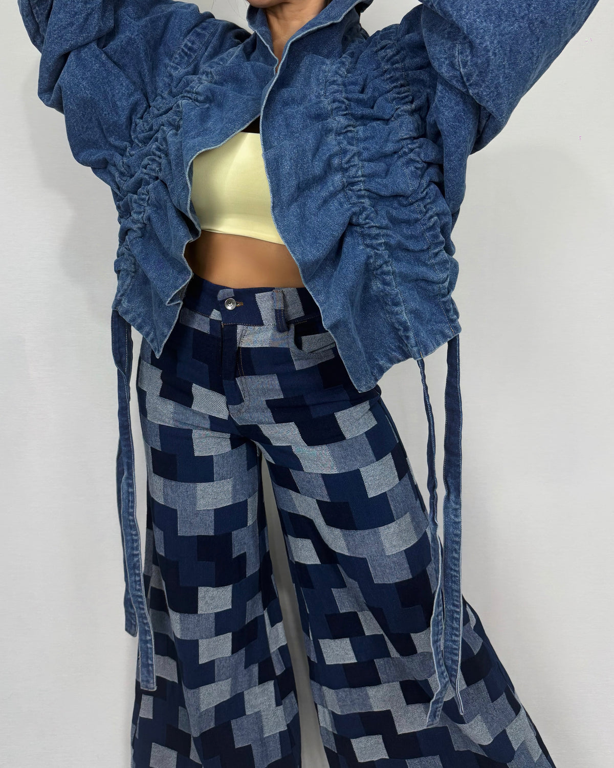 CHAQUETA DENIM FRUNCE