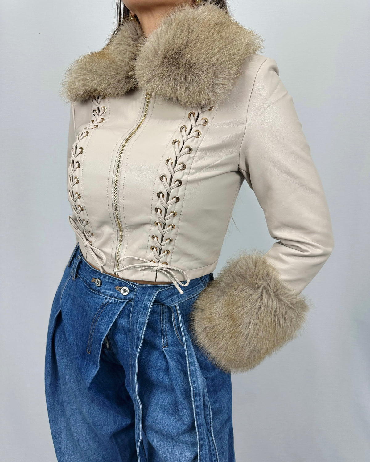 CHAQUETA POLIPIEL CREAM
