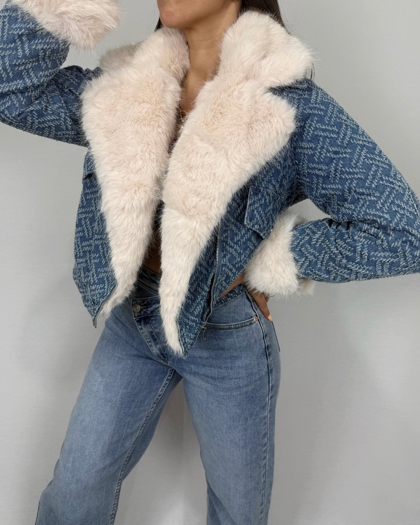 CHAQUETA DENIM PELO AZUL