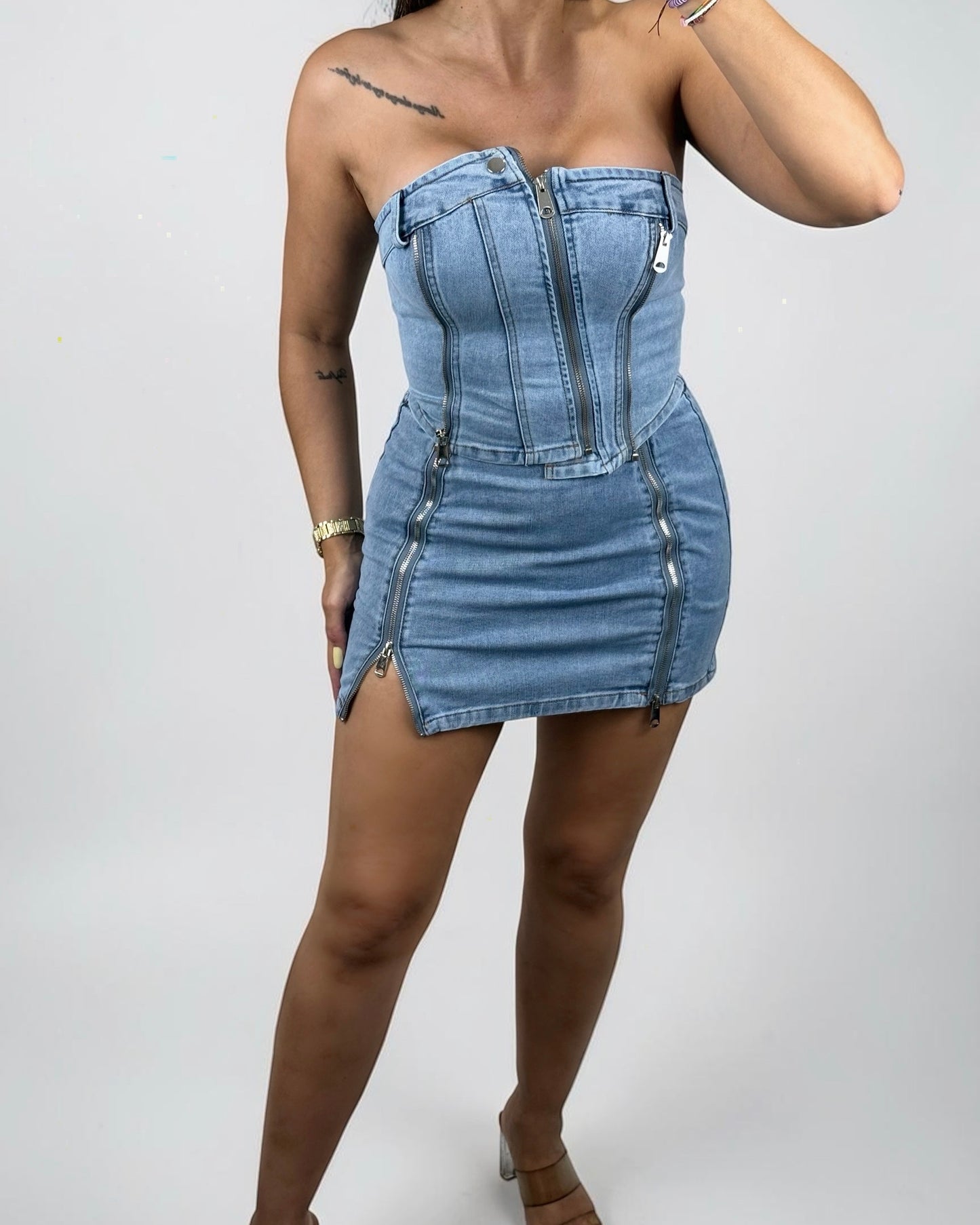 CONJUNTO DENIM CREMALLERAS