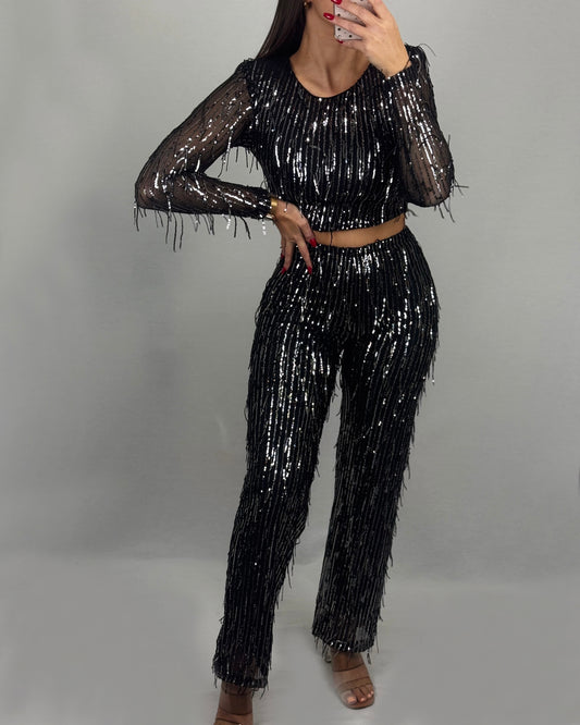 CONJUNTO LENTEJUELAS PLATA