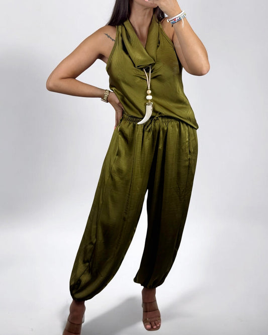 PANTALÓN SATINADO VERDE