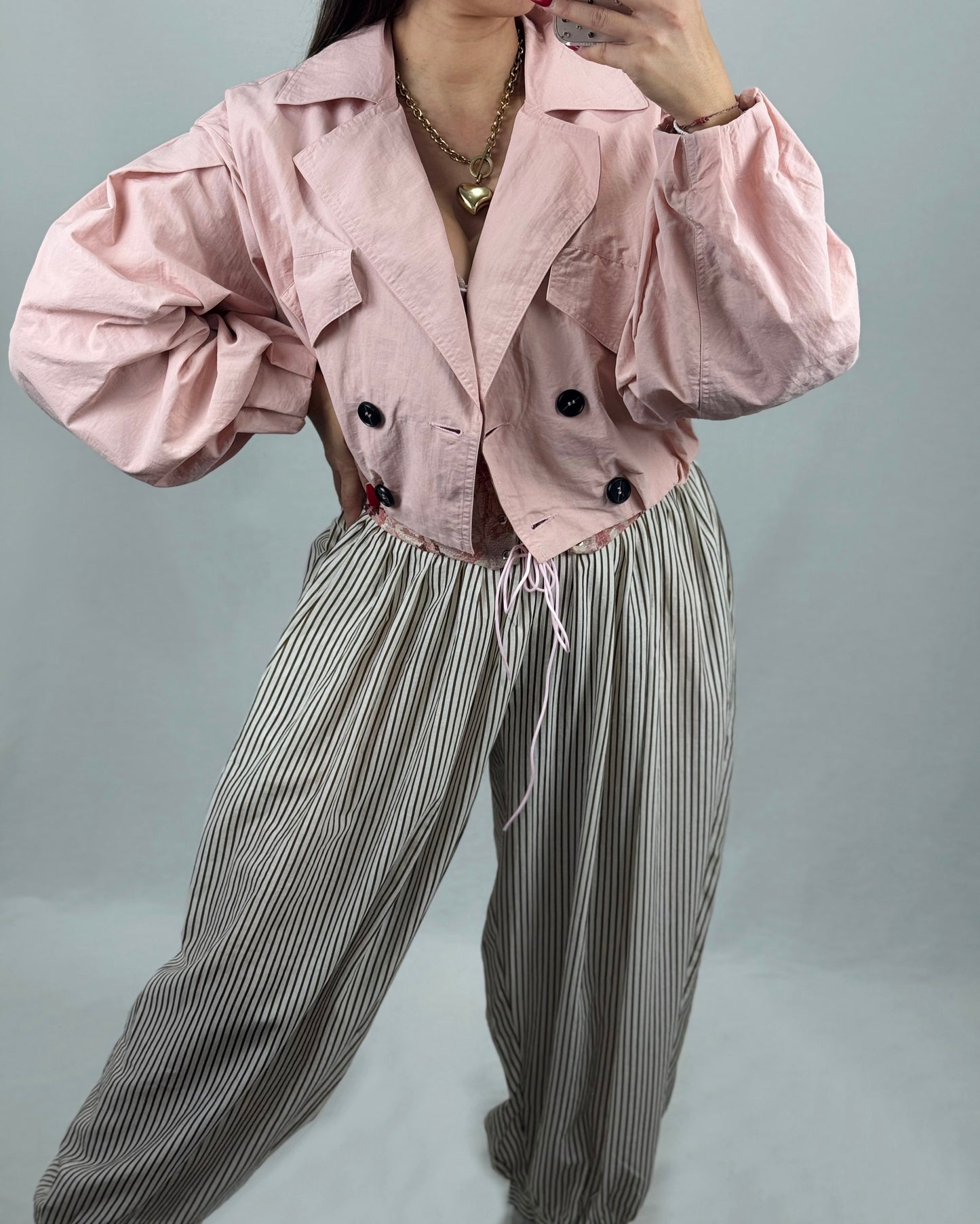 BOMBER TRENCH CROPPED PINK