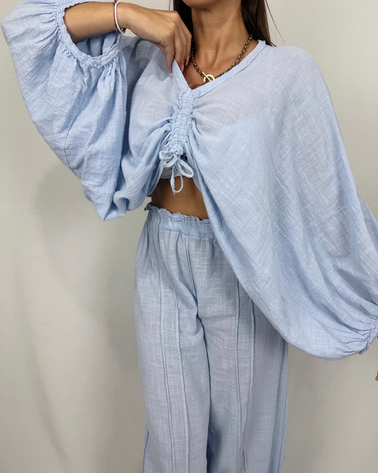 BLUSA LINO BLUE