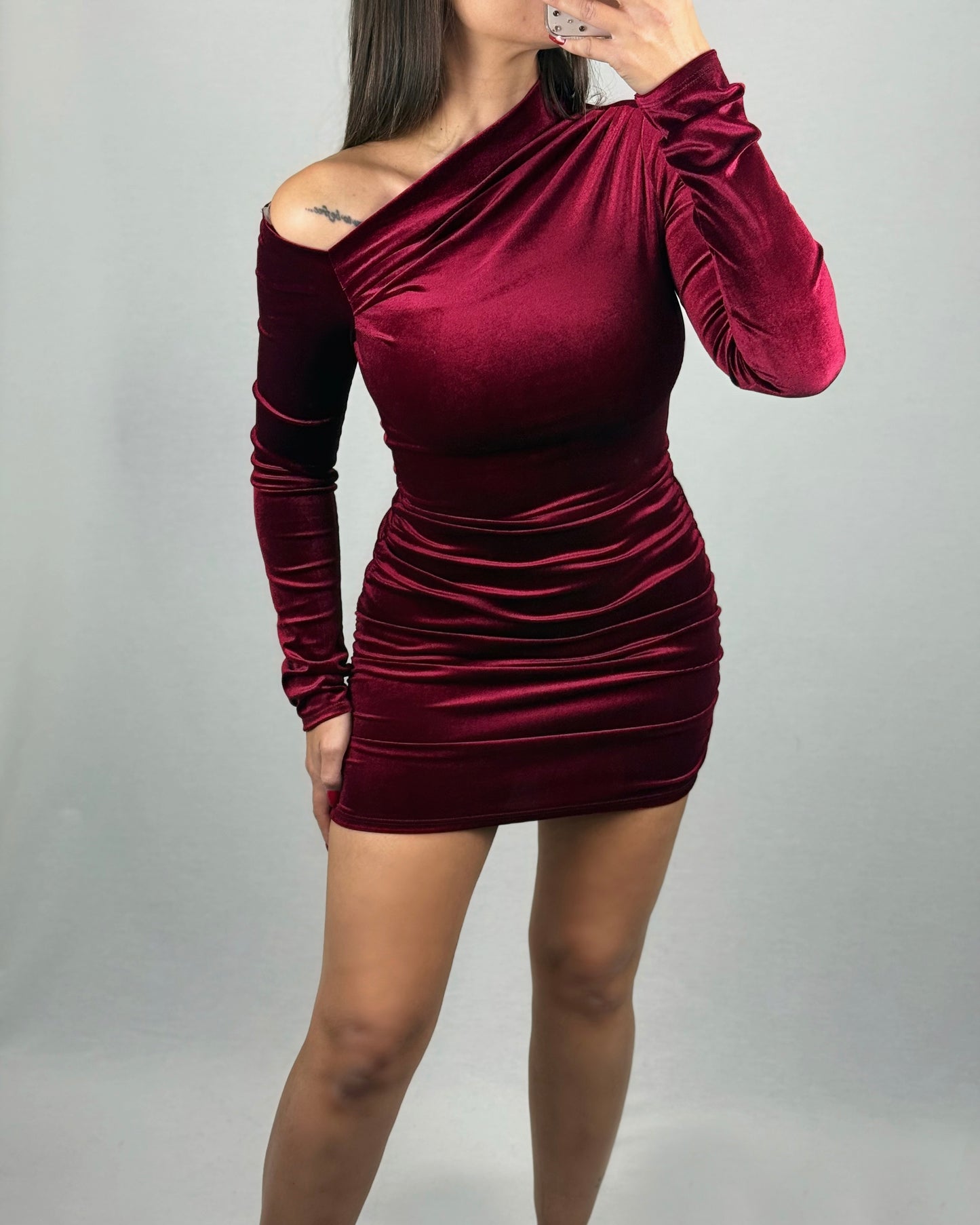 VESTIDO TERCIOPELO BURDEOS