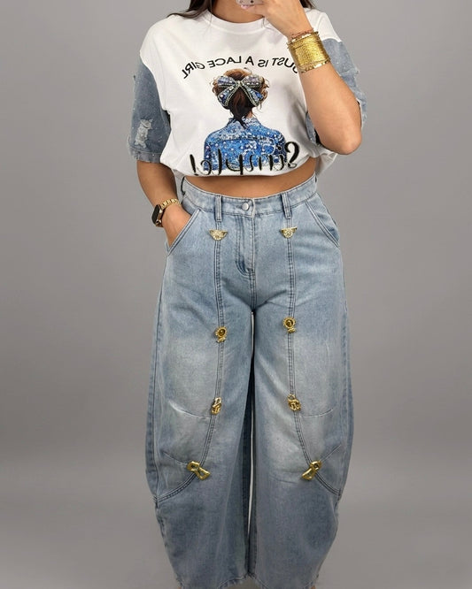 PANTALÓN DENIM BROCH