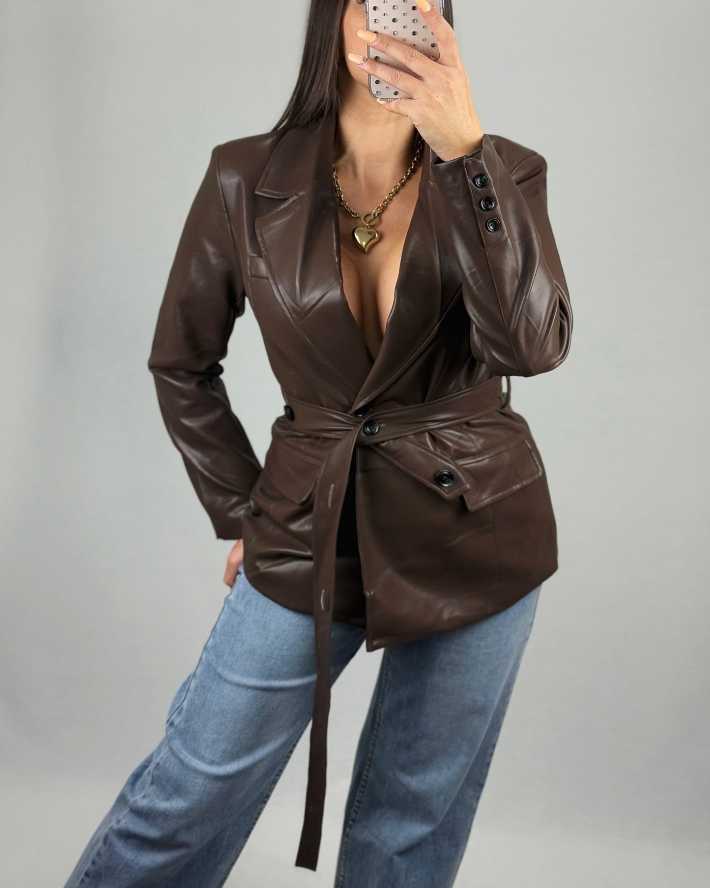 TRENCH POLIPIEL MARRÓN