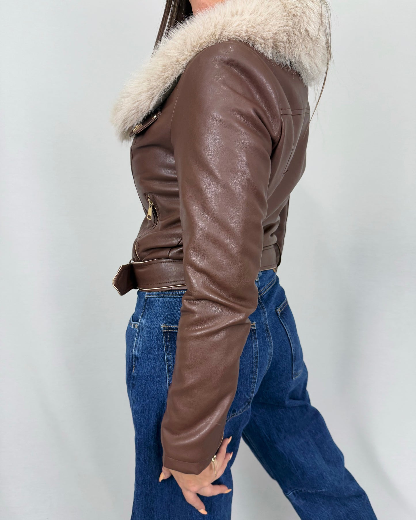 CHAQUETA POLIPIEL PELO CHOC