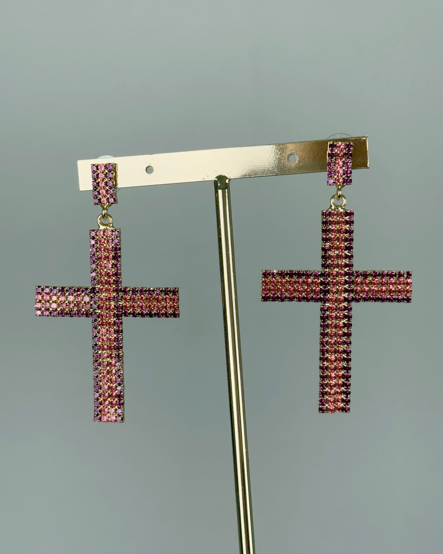 PENDIENTES CRUCES PINK