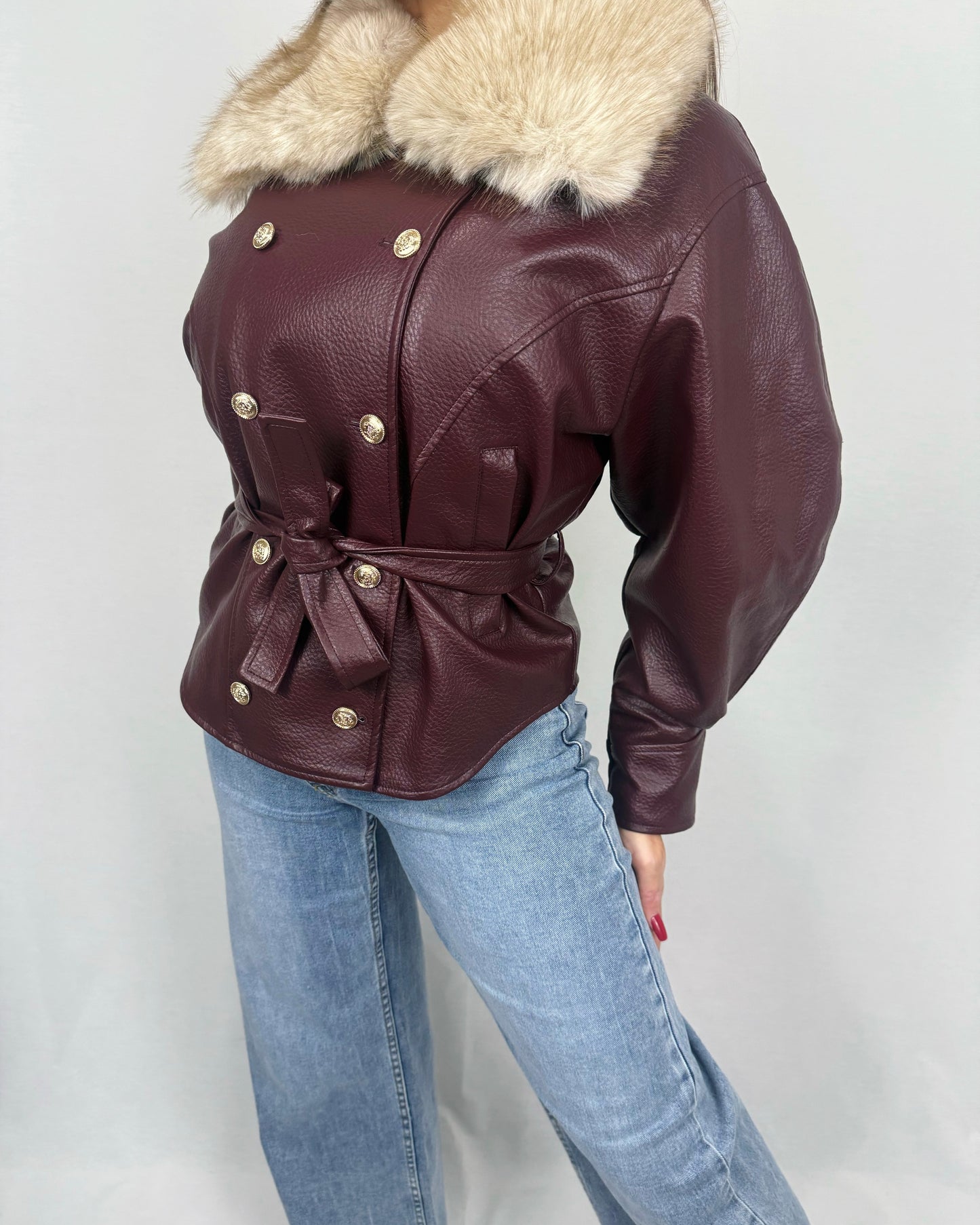 CHAQUETA PREMIUM BURDEOS POLIPIEL