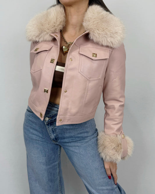 CHAQUETA POLIPIEL ROSA BEBÉ