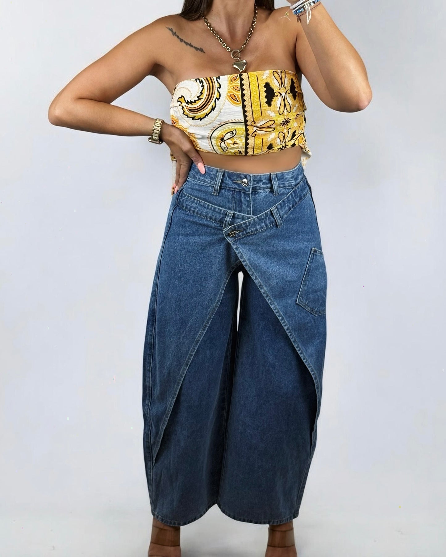 PANTALÓN DENIM DOBLEZ